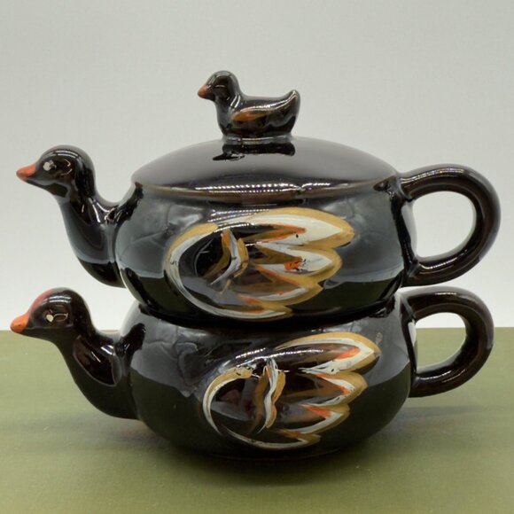 Vintage Stackable Mallard Duck Salt Pepper Shakers Japan Royal Sealy - Picture 3 of 10